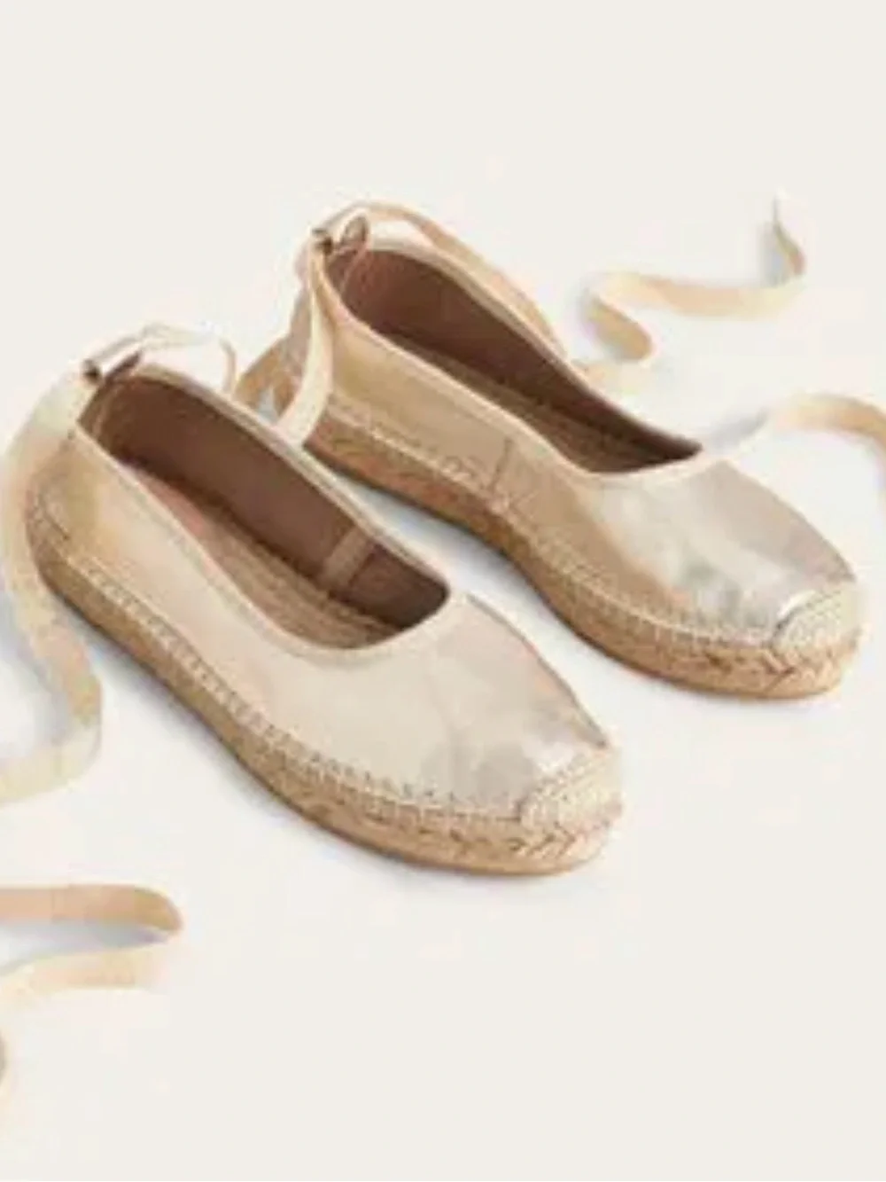 BODEN Ankle Tie Espadrilles/gold foil